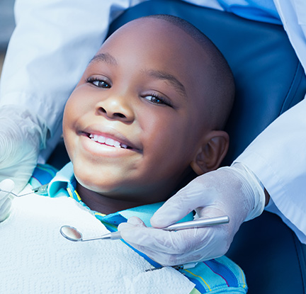 happy boy at the dentist